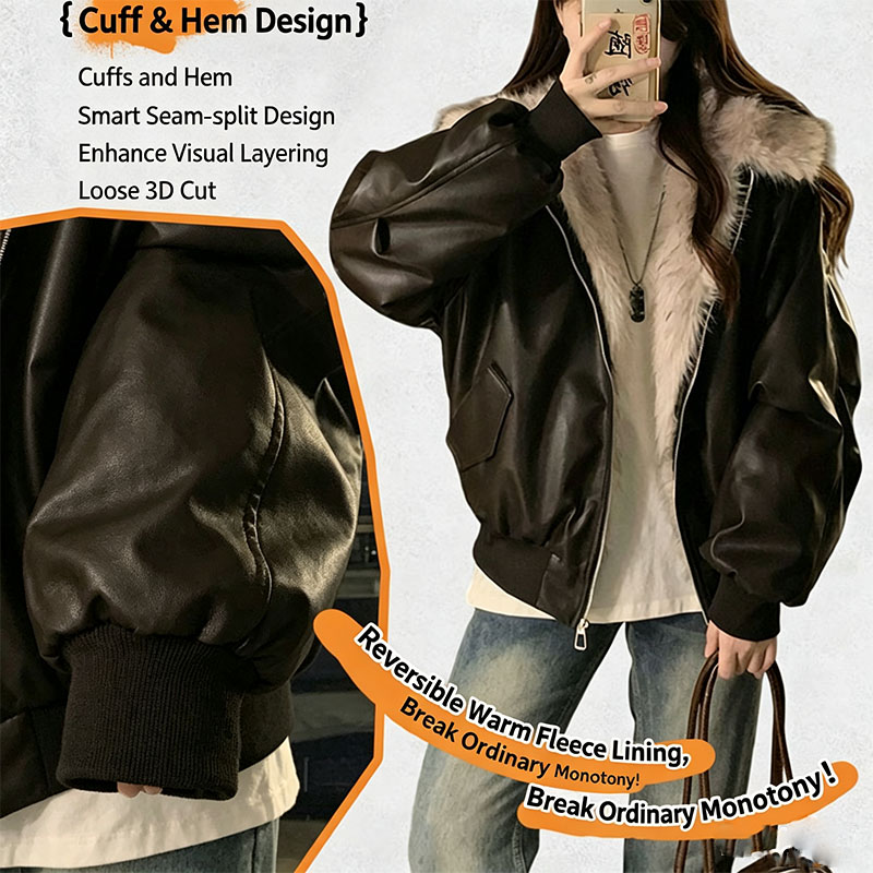 Women'S Fashion Bomber Jacket - Chaqueta de invierno gruesa y cálida