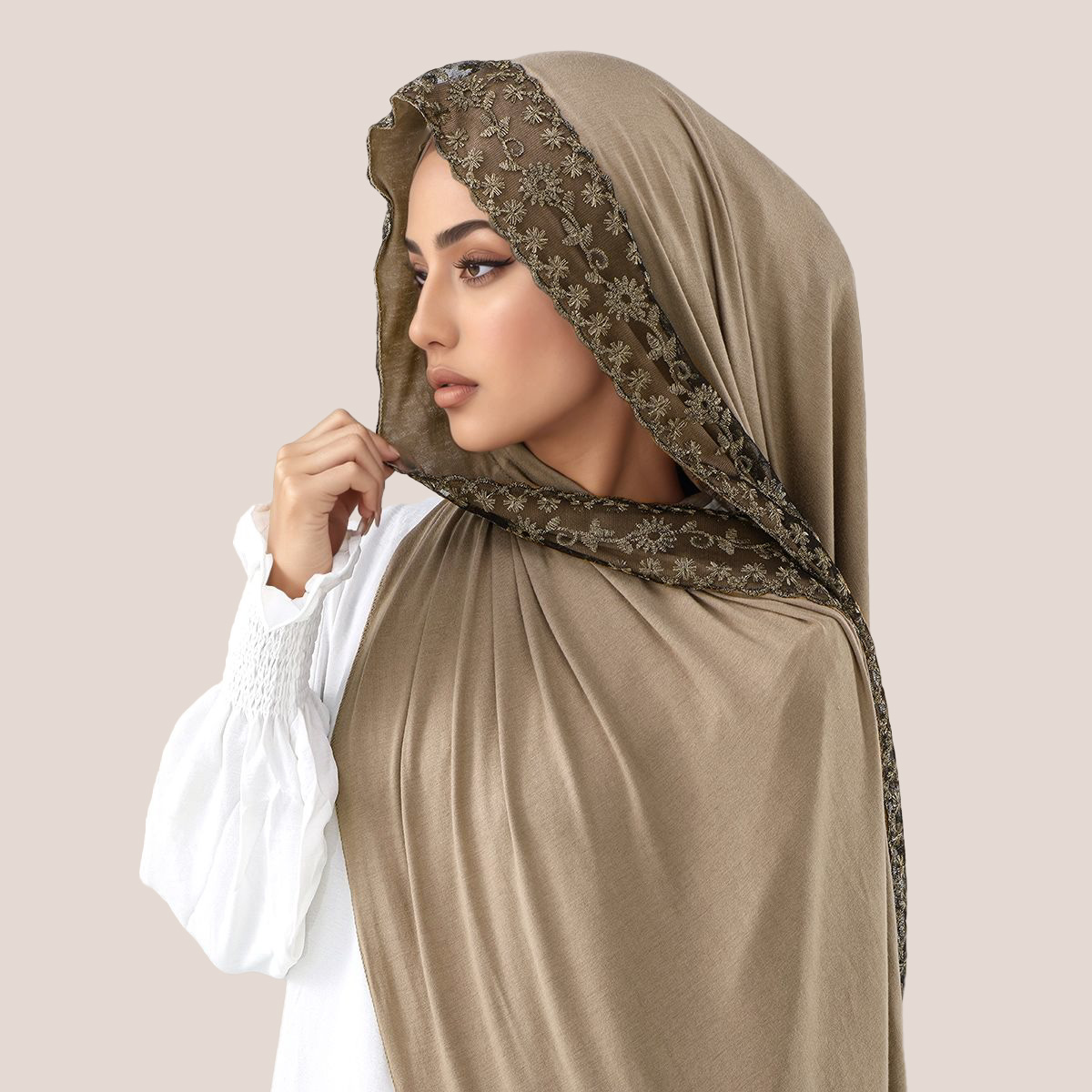 Women'S Fashion Jersey - Jersey de algodón bordado de encaje