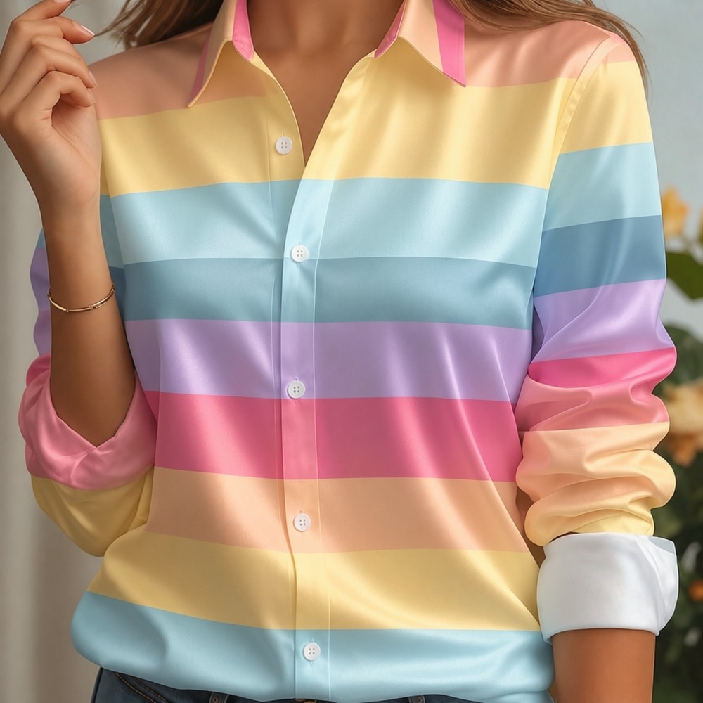 Women'S Fashion Jersey - Camisa de satén para mujer con