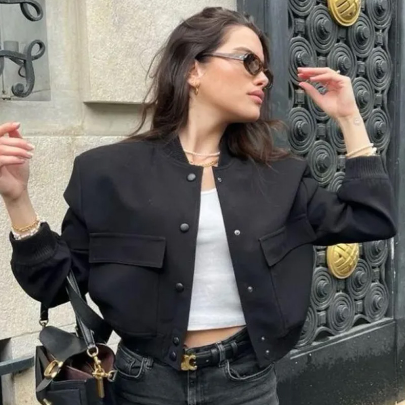 Women'S Fashion Bomber Jacket - HXAO Chaqueta Bomber para Mujer Crop