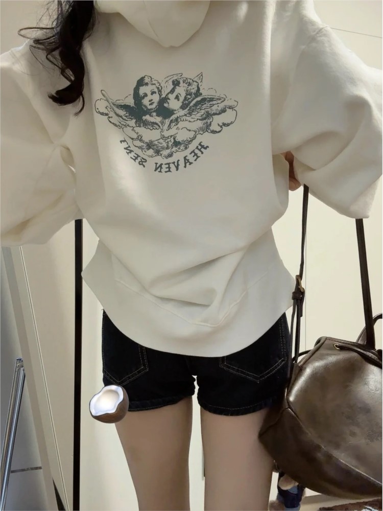 Women'S Fashion Zip Up Hoodies - Sudaderas con capucha blancas vintage con