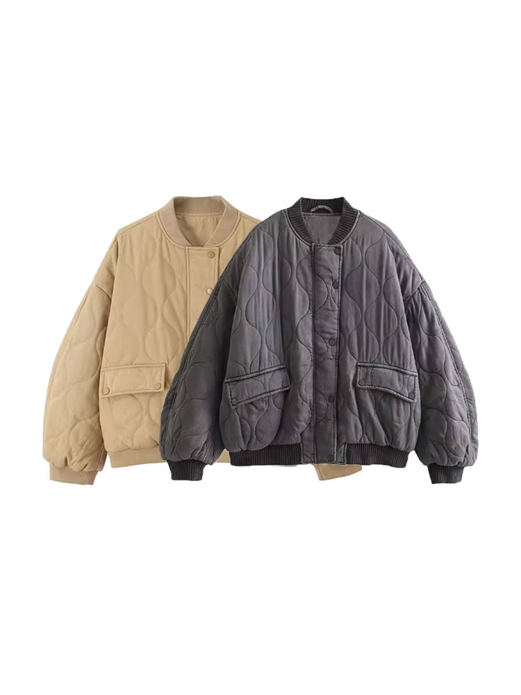 Women'S Fashion Bomber Jacket - Chaquetas Bomber acolchadas gruesas y cálidas