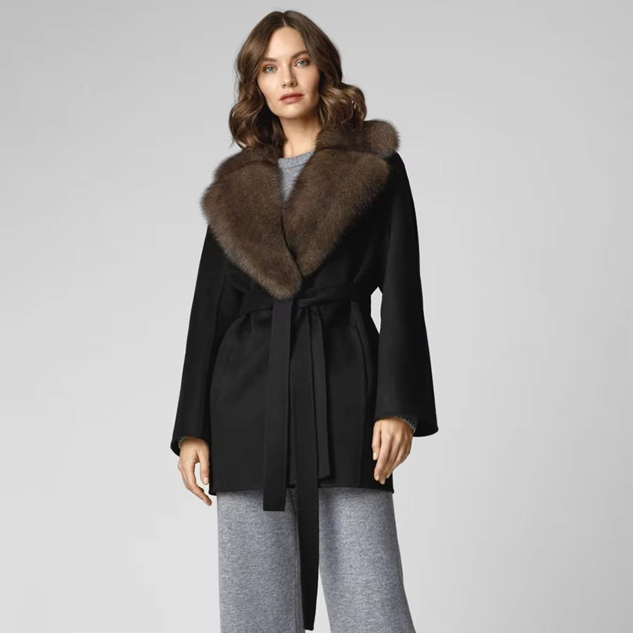 Women'S Fashion Bomber Jacket - Chaqueta de piel de zorro natural