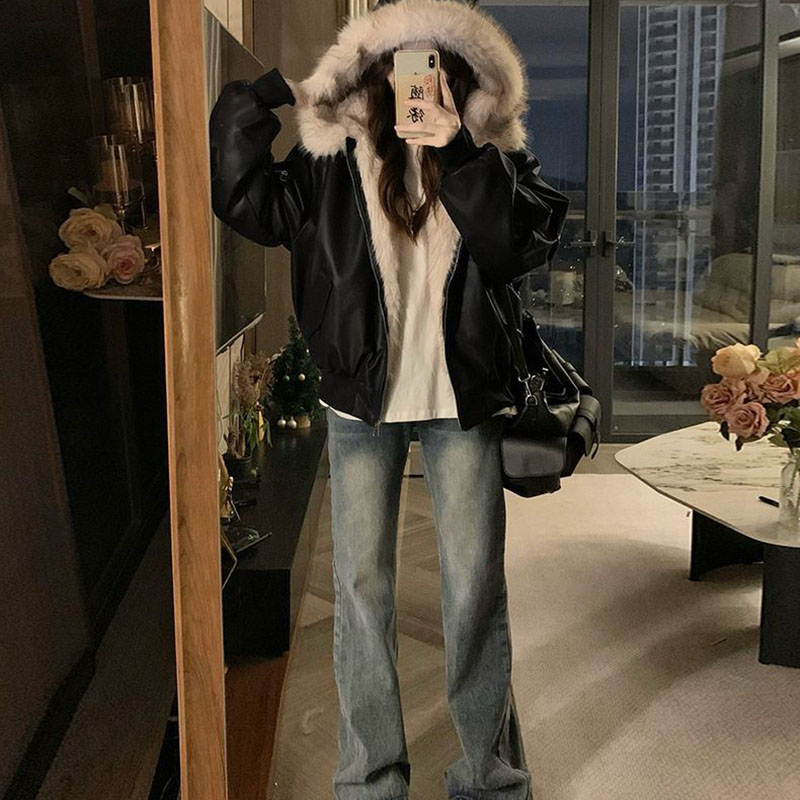 Chaqueta de invierno gruesa y  - Women'S Fashion Bomber Jacket reseña y precio