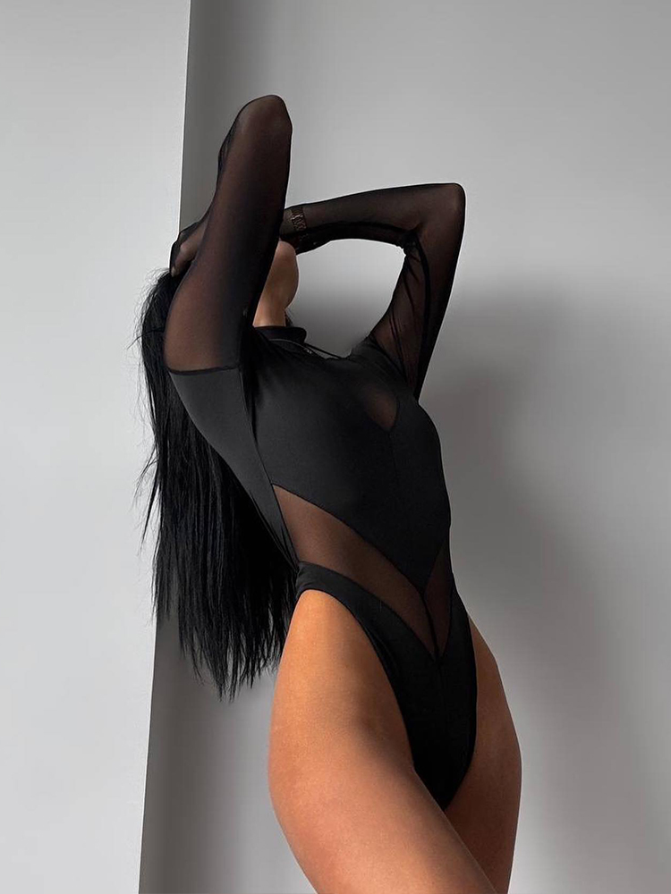 Body de retales de malla para  - Turtleneck Bodysuit reseña y precio
