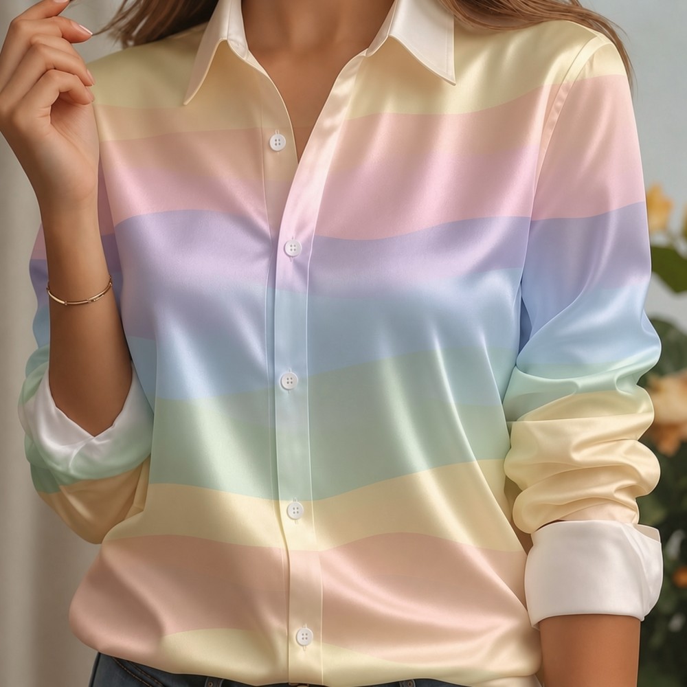 Camisa de satén para mujer con - Women'S Fashion Jersey reseña y precio