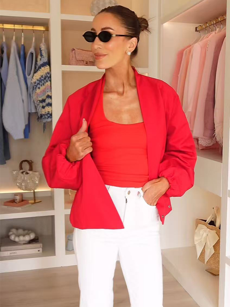 Chaqueta Bomber Corta Roja de  - Women'S Fashion Bomber Jacket reseña y precio