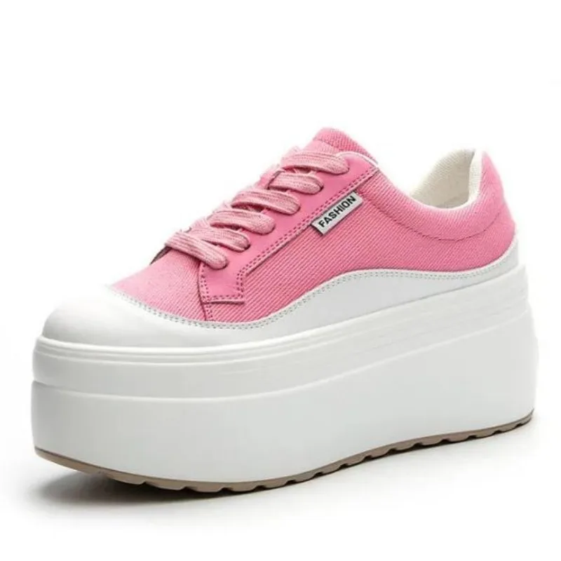 8cm nueva lona cuero genuino m - Women Fashion Show reseña y precio