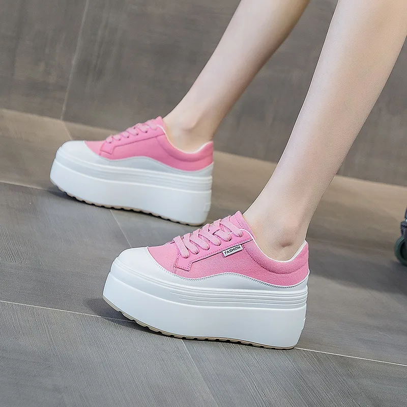 8cm nueva lona cuero genuino m - Women Fashion Show reseña y precio