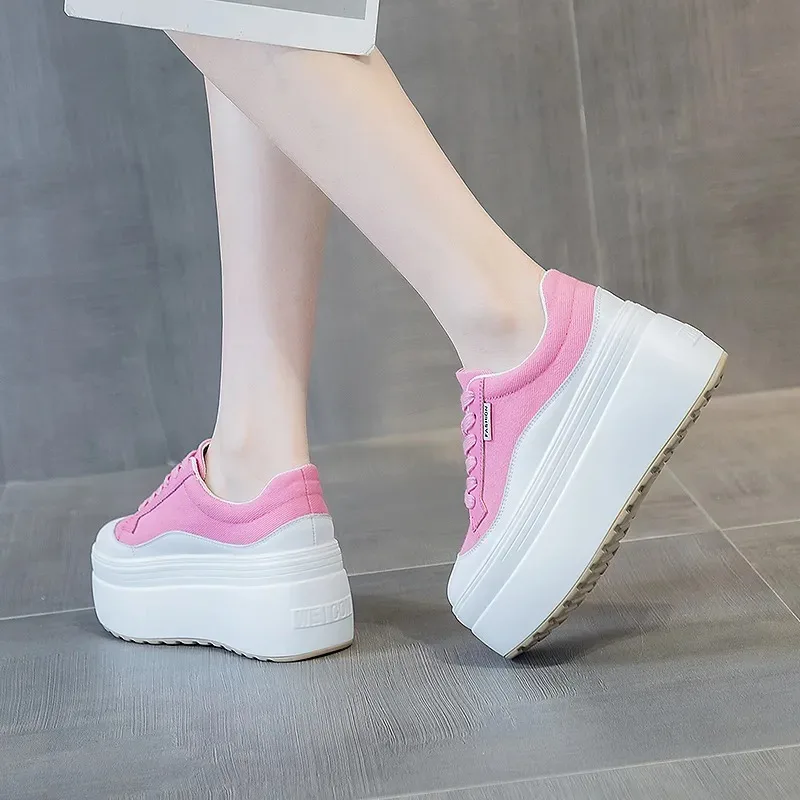 8cm nueva lona cuero genuino m - Women Fashion Show reseña y precio