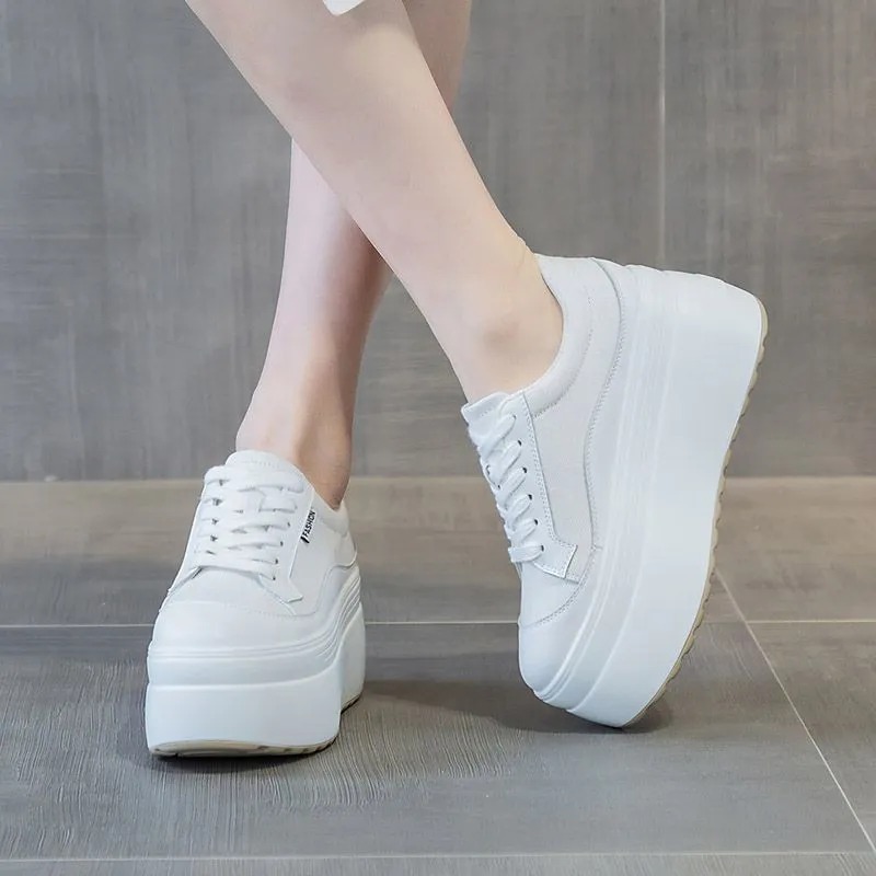 8cm nueva lona cuero genuino m - Women Fashion Show reseña y precio