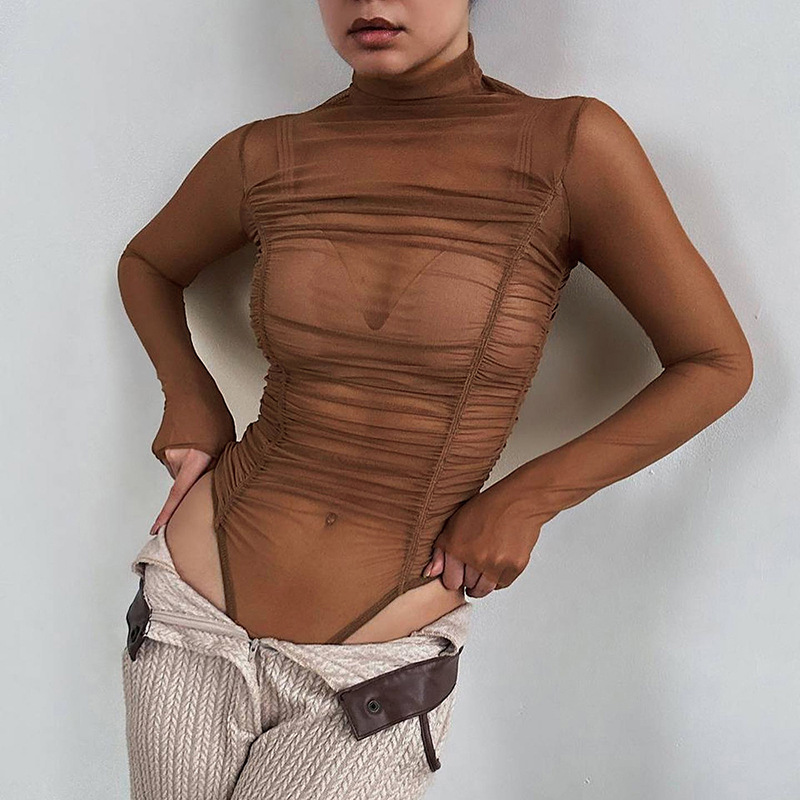Body ajustado de malla de mang - Turtleneck Bodysuit reseña y precio