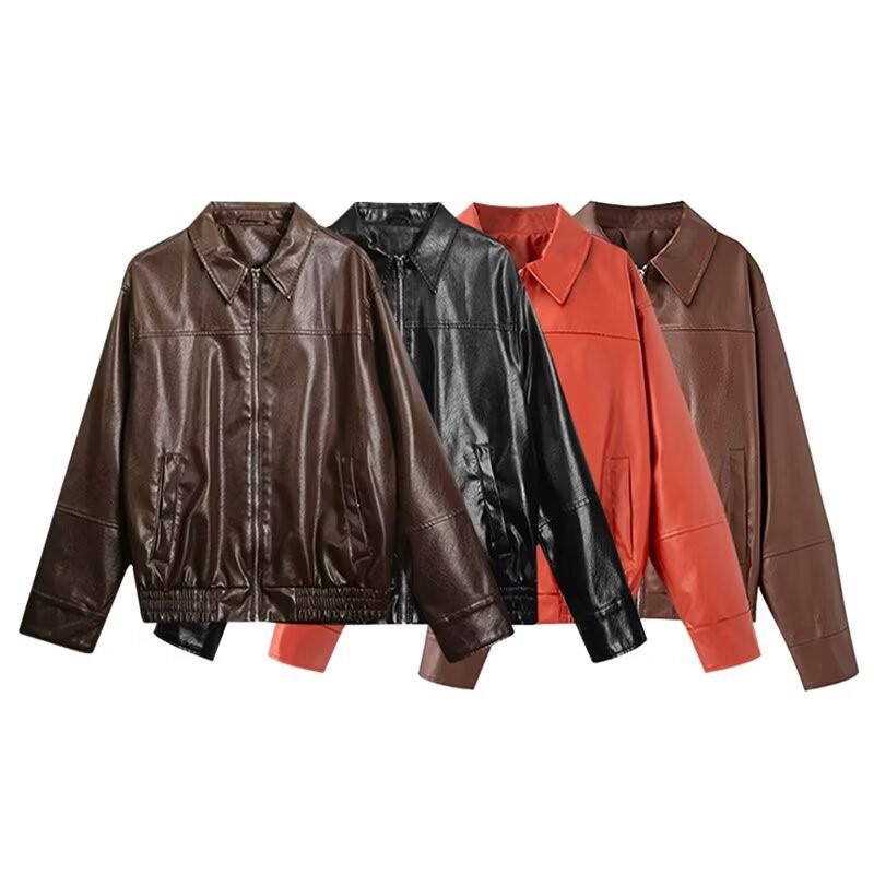 Chaquetas Bomber de cuero PU V - Women'S Fashion Bomber Jacket reseña y precio
