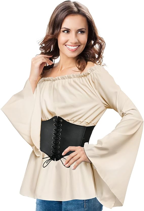 Blusa renacentista para mujer, - Belted Shirt Dress reseña y precio