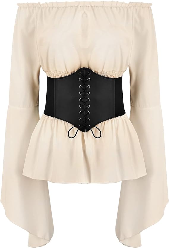Blusa renacentista para mujer, - Belted Shirt Dress reseña y precio